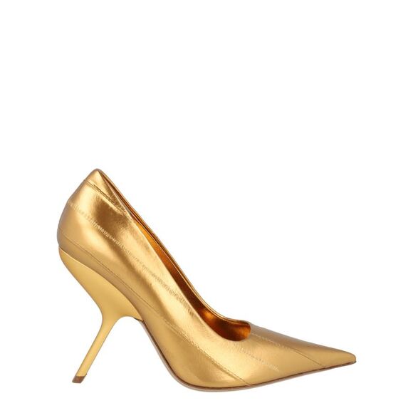 Ferragamo Eva X5 Metallic Leather Pumps Gold Womens - Picture 1 of 6